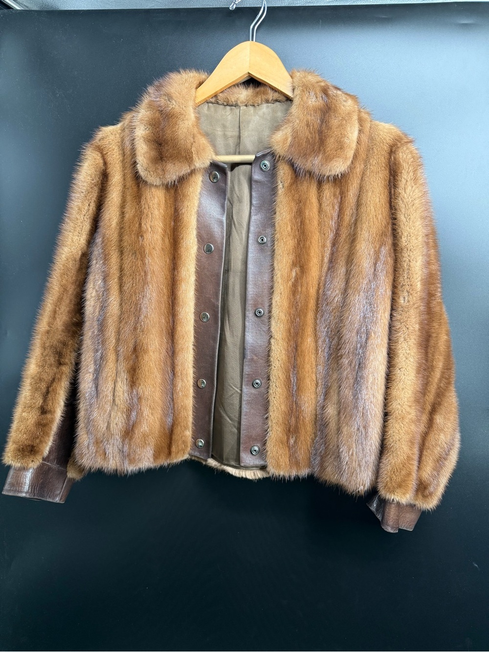 Fourrures Berg Biarritz Brown Fur Leather Trim Jacket
